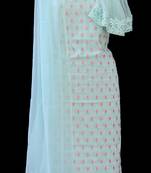 Green printed cotton unstitched salwar with dupatta