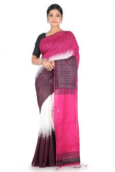 Multicolor Hand Woven Cotton Silk Saree With Blouse