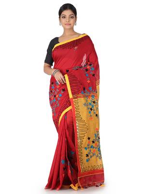 Multicolor Hand Woven Cotton Saree With Blouse 1