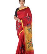 Multicolor Hand Woven Cotton Saree With Blouse