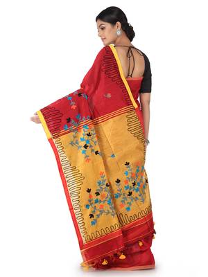 Multicolor Hand Woven Cotton Saree With Blouse 2