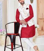 Multicolor embroidered fancy fabric kurta-pajama