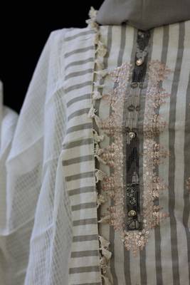 Off white embroidered cotton unstitched salwar with dupatta 1