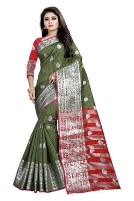 Mahendi Woven Cotton Saree With Blouse 1