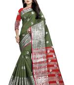 Mahendi Woven Cotton Saree With Blouse