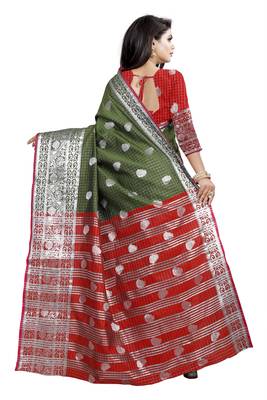 Mahendi Woven Cotton Saree With Blouse 2