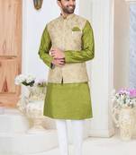 Multicolor embroidered fancy fabric kurta-pajama