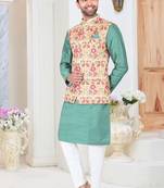 Multicolor embroidered fancy fabric kurta-pajama
