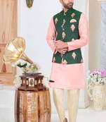 Multicolor embroidered fancy fabric kurta-pajama