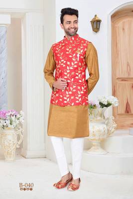 Multicolor embroidered fancy fabric kurta-pajama 1