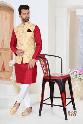 Multicolor embroidered fancy fabric kurta-pajama 1