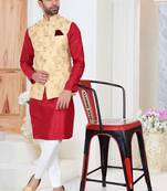 Multicolor embroidered fancy fabric kurta-pajama