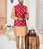 Multicolor embroidered fancy fabric kurta-pajama