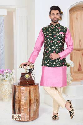 Multicolor embroidered fancy fabric kurta-pajama 1