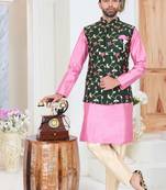 Multicolor embroidered fancy fabric kurta-pajama