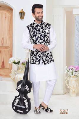 Multicolor embroidered fancy fabric kurta-pajama 1