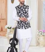 Multicolor embroidered fancy fabric kurta-pajama