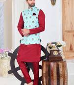 Multicolor embroidered fancy fabric kurta-pajama