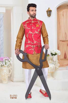 Multicolor embroidered fancy fabric kurta-pajama 1