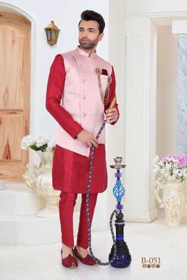 Multicolor embroidered fancy fabric kurta-pajama 1