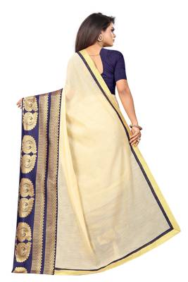 Cream woven chanderi saree with blouse 3