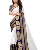 White woven chanderi saree with blouse