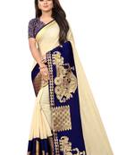 Cream woven chanderi saree with blouse