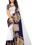 White woven chanderi saree with blouse