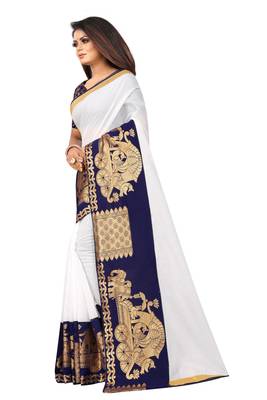 White woven chanderi saree with blouse 2