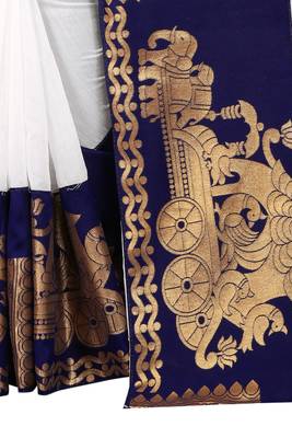 White woven chanderi saree with blouse 4