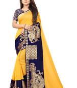 Yellow woven chanderi saree with blouse