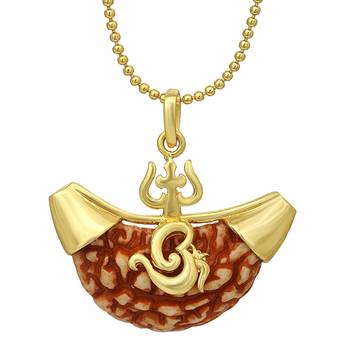 One Mukhi Rudraksha Pendant With Chain Lord Shiva Trishul Designer Pendant 3
