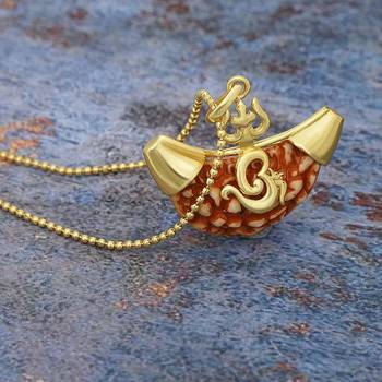 One Mukhi Rudraksha Pendant With Chain Lord Shiva Trishul Designer Pendant 1