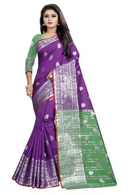 Purpal Woven Cotton Saree With Blouse 1