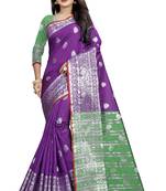 Purpal Woven Cotton Saree With Blouse