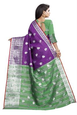 Purpal Woven Cotton Saree With Blouse 2