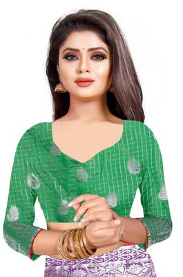 Purpal Woven Cotton Saree With Blouse 4