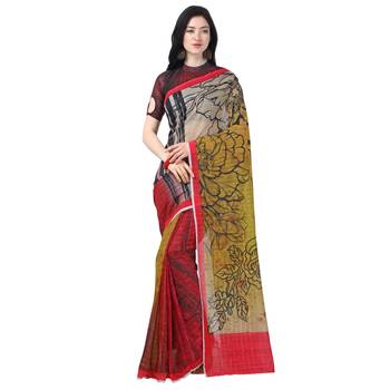 Multicolor printed chanderi saree with blouse 1