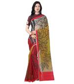 Multicolor printed chanderi saree with blouse