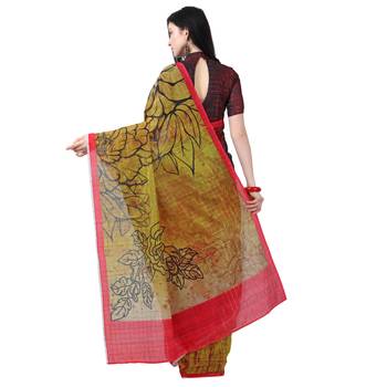 Multicolor printed chanderi saree with blouse 4