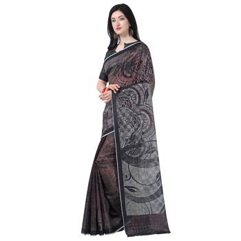 Multicolor printed chanderi saree with blouse 1