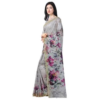 Multicolor printed chanderi saree with blouse 3