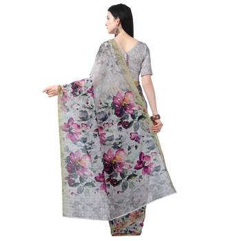 Multicolor printed chanderi saree with blouse 4