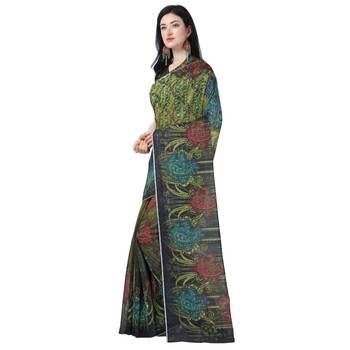 Multicolor printed chanderi saree with blouse 3