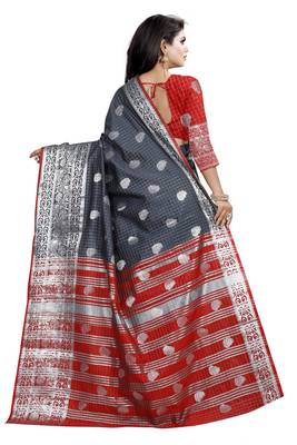 Grey Woven Banarasi Saree With Blouse 2