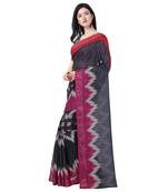 Multicolor printed linen saree with blouse
