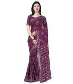 Multicolor printed linen saree with blouse