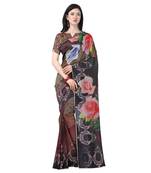 Multicolor printed tussar silk saree with blouse
