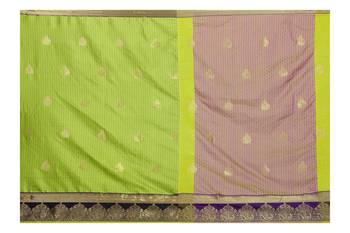 Parrot Green Women's Sana Silk Banarasi Saree With Jacquard Blouse 4