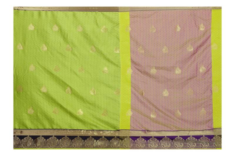 Parrot Green Women's Sana Silk Banarasi Saree With Jacquard Blouse